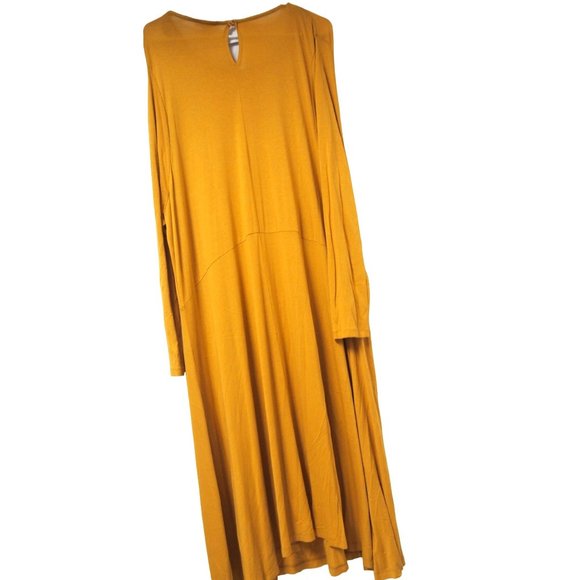 Asos Curve Womens Dress 20 Knit Long Sleeve Swing T-shirt Mustard Yellow Maxi - Picture 3 of 6